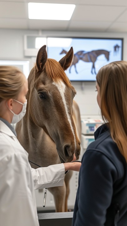 Veterinary care session with a horse
